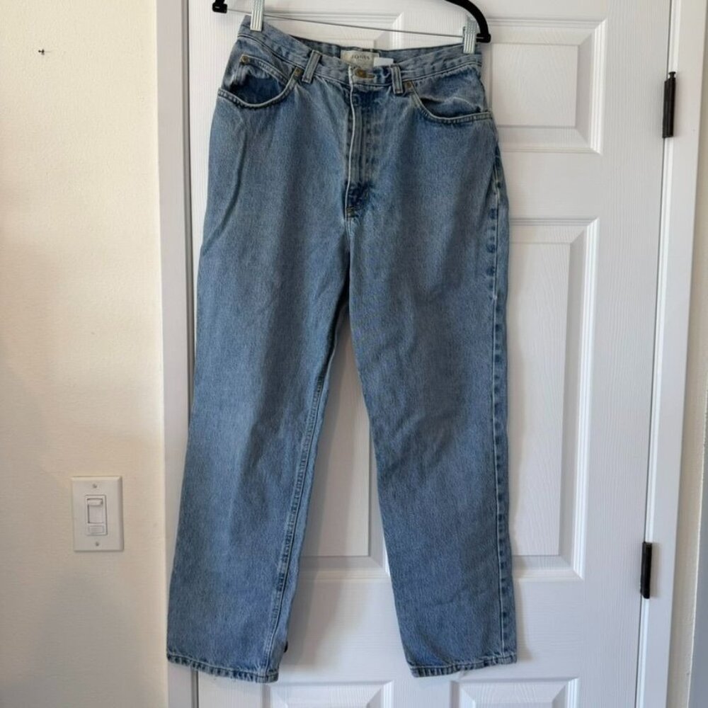 90s Vintage Jones Sport Cotton High Waist Blue Denim Straight Leg Jeans Size 12